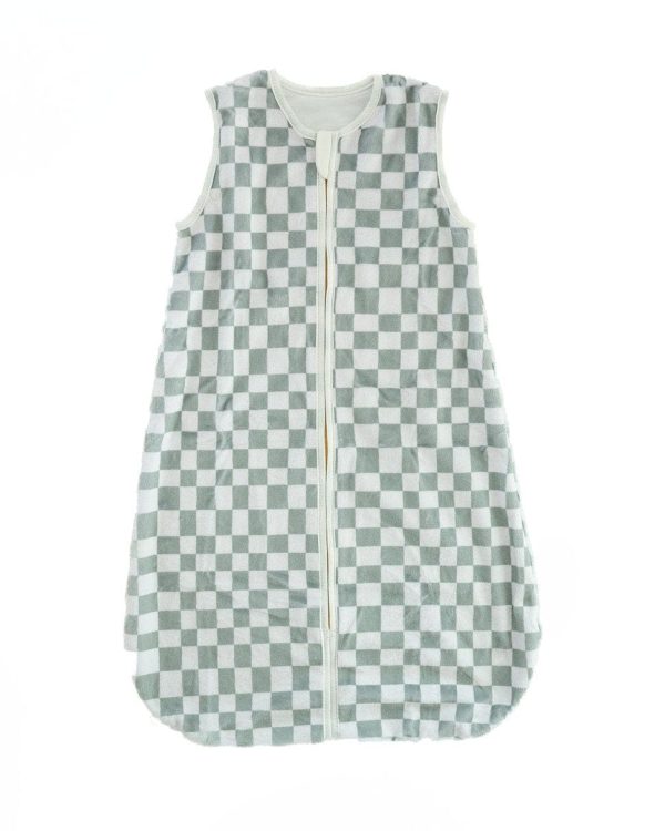 Sage Check Wearable Minky Blanket