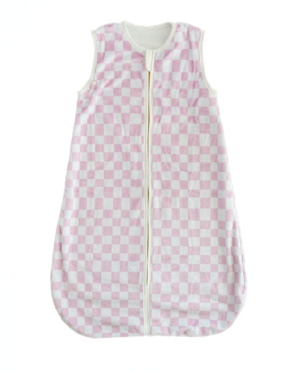 Pink Check Wearable Minky Blanket