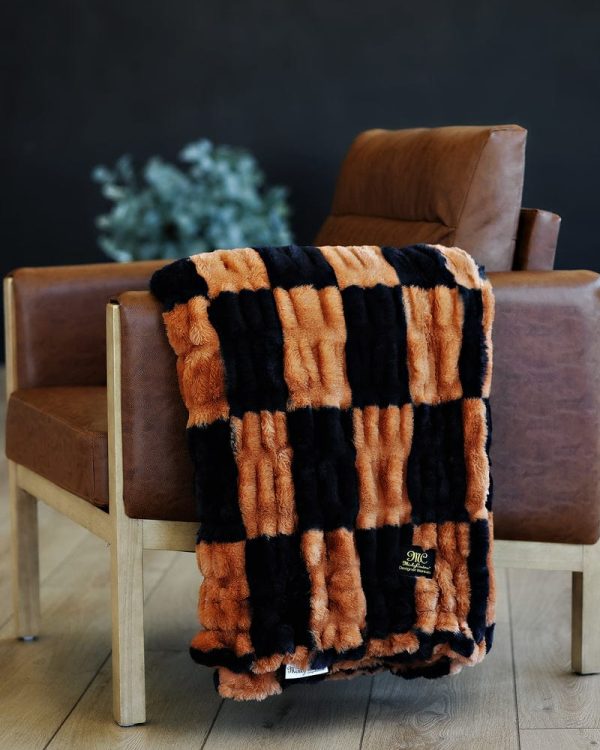 Hugs Check Copper and Black Blanket