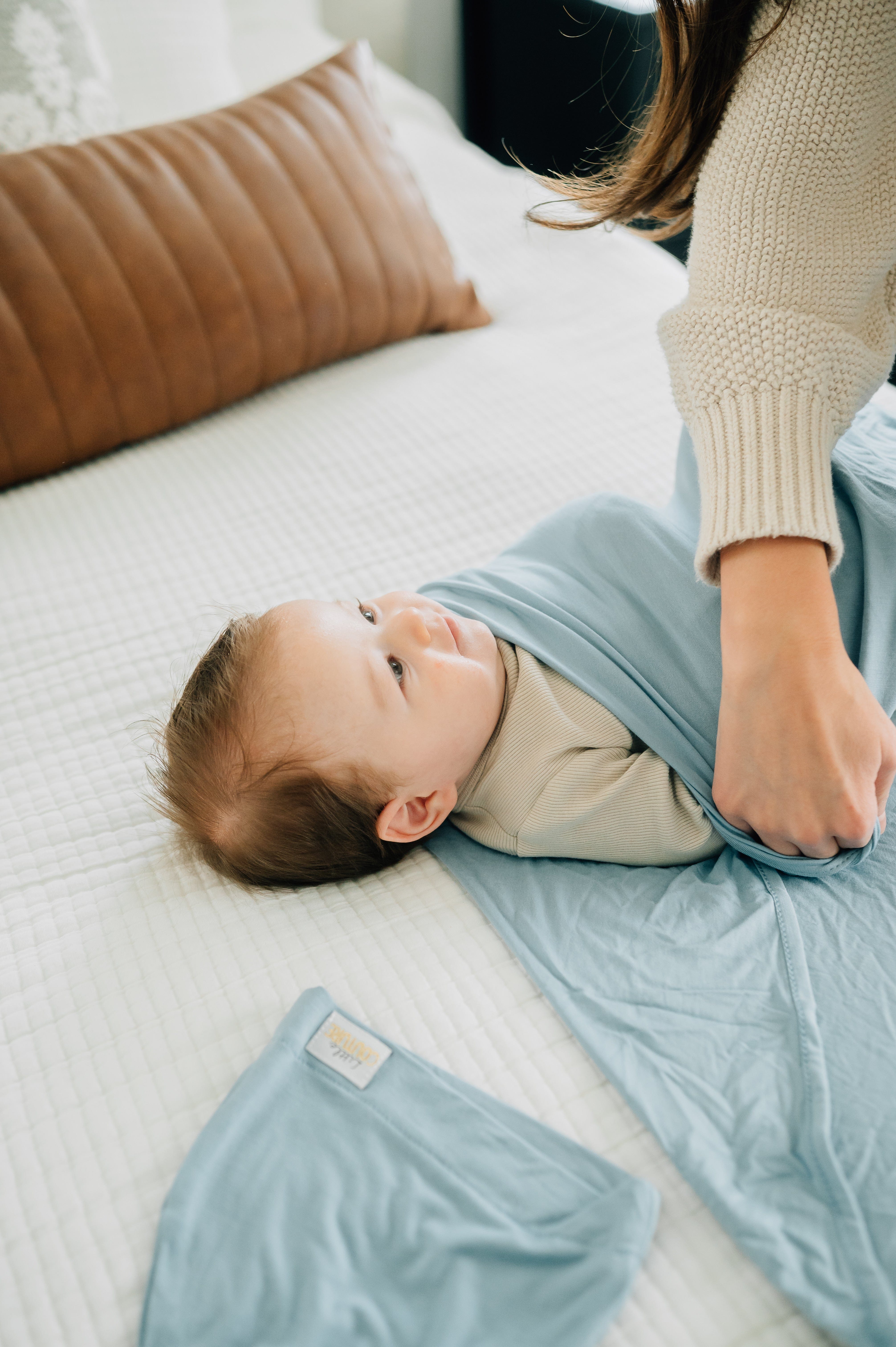 Swaddle and Hat - Denim - Image 3