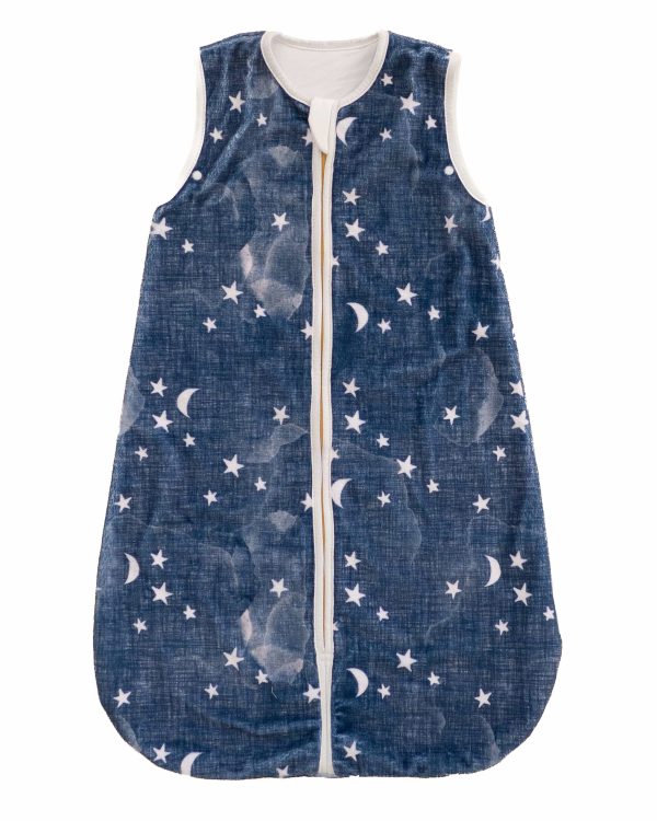 Navy Stars and Moons Wearable Minky Blanket