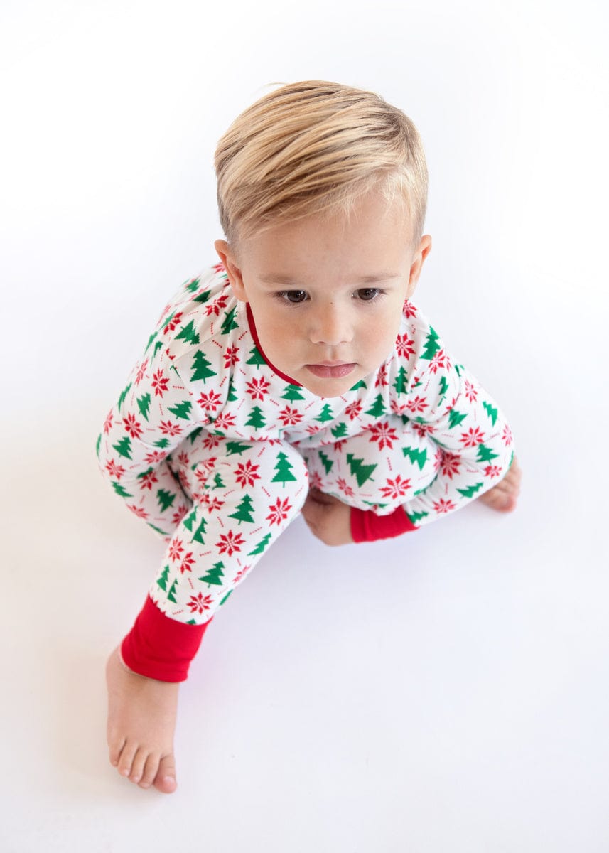 Snug-Fitting Unisex Toddler Matching Set - Poinsettia and Tree - Image 2