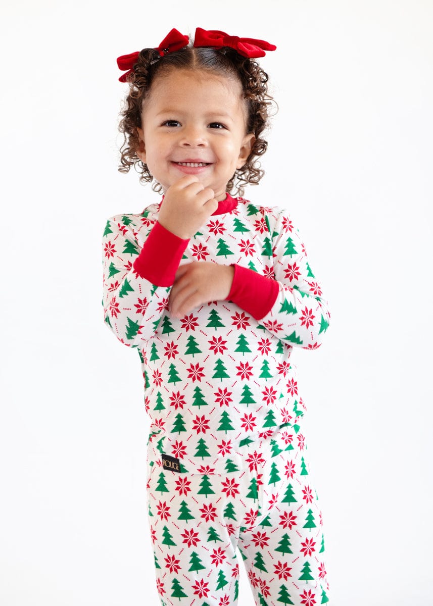 Snug-Fitting Unisex Toddler Matching Set - Poinsettia and Tree - Image 5