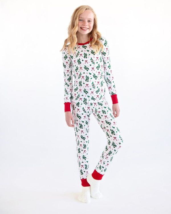 Snug-Fitting Unisex Tween Matching Set - Holiday Bow